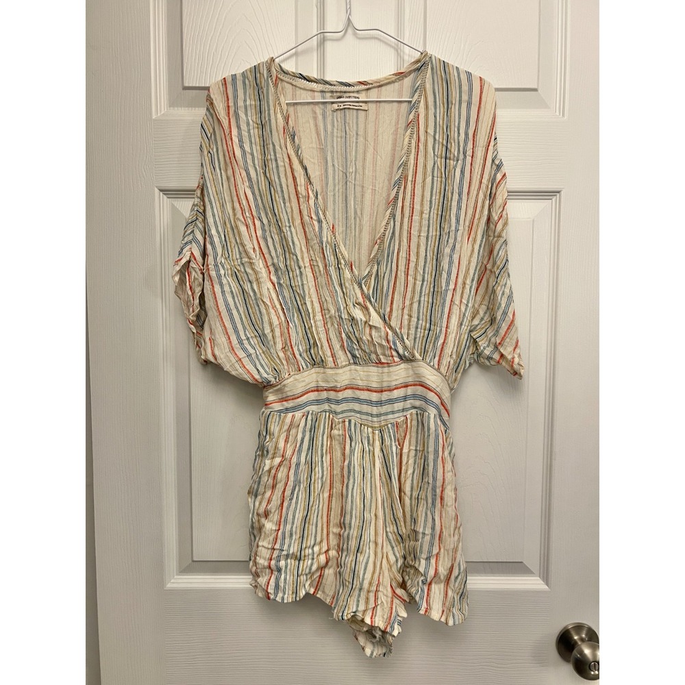 Urban Outfitters Surplice Romper Womens Medium Striped Rayon Boho Beach Festival
